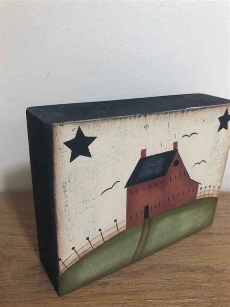 Primitive Shelf Sitter Salt Box 